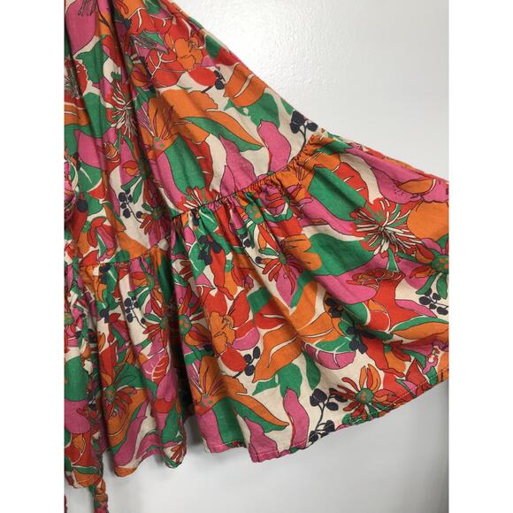 Marine Layer Laney Mini Dress In Vintage Floral Print Linen Women's Braided Belt - Picture 6 of 14